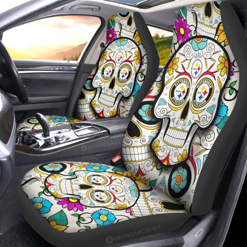 Pittsburgh Steelers Car Seat Covers Custom Sugar Skull Car Accessories