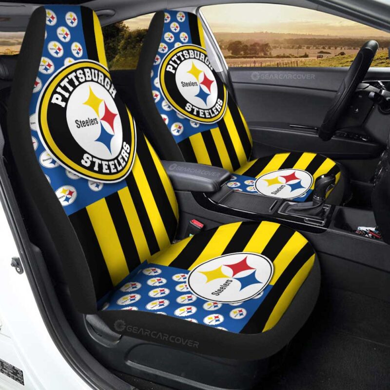 Pittsburgh Steelers Car Seat Covers Custom US Flag Style