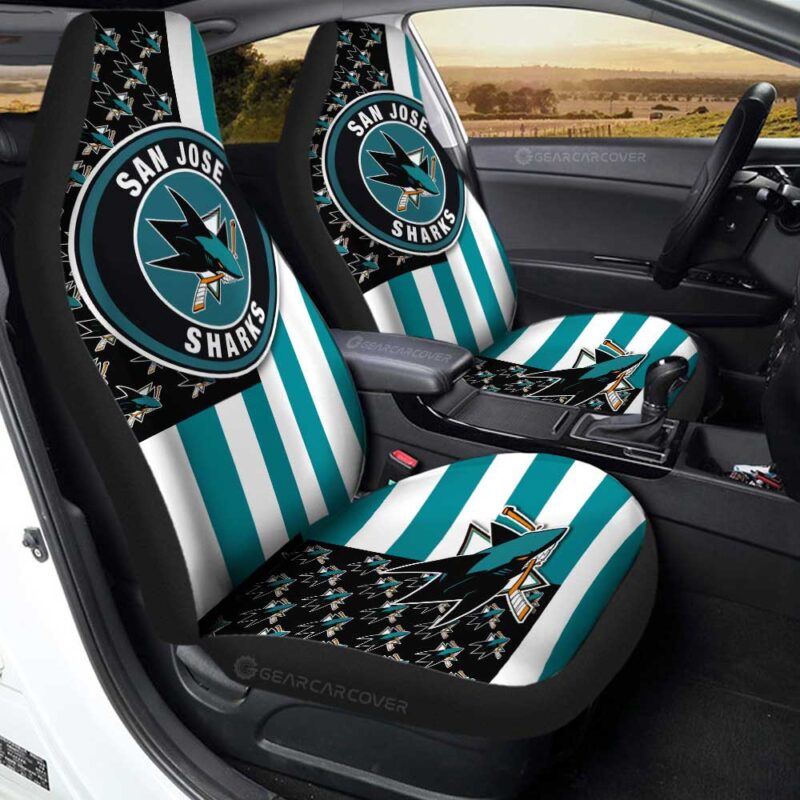 San Jose Sharks Car Seat Covers Custom US Flag Style