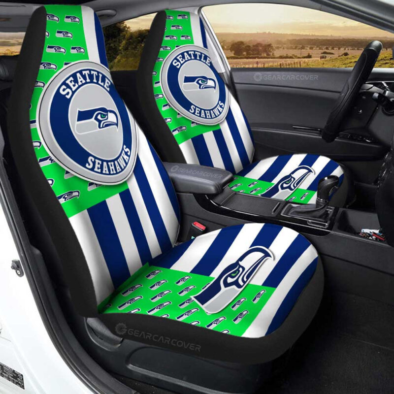 Seattle Seahawks Car Seat Covers Custom US Flag Style