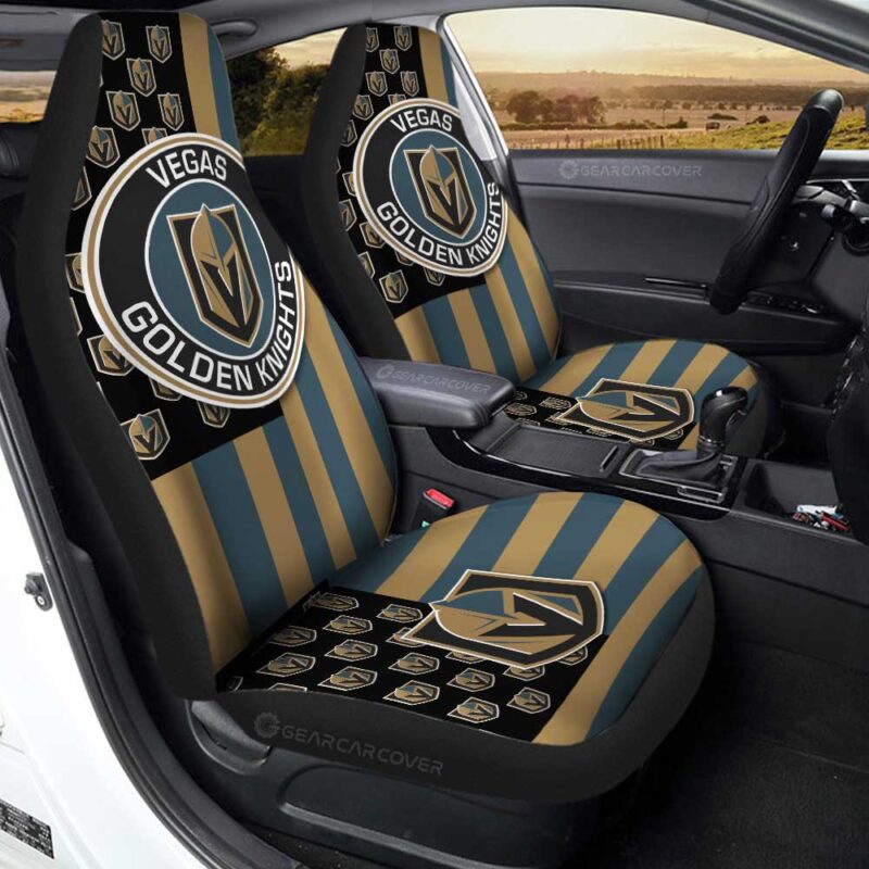 Vegas Golden Knights Car Seat Covers Custom US Flag Style