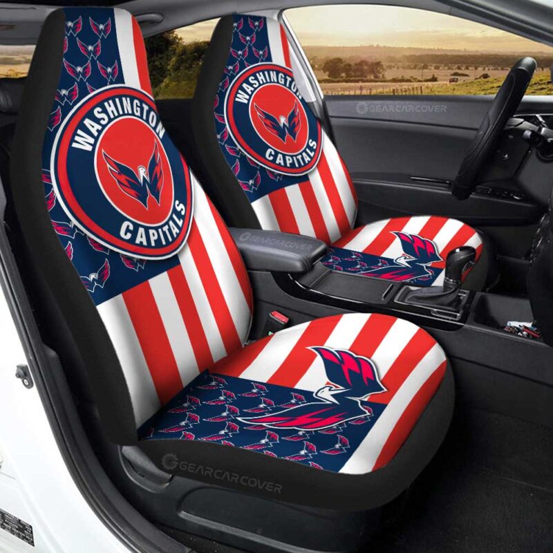 Washington Capitals Car Seat Covers Custom US Flag Style