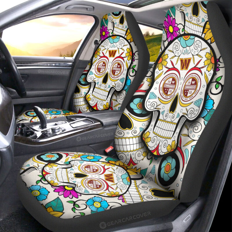 Washington Commanders Car Seat Covers Custom Sugar Skull Car Accessories