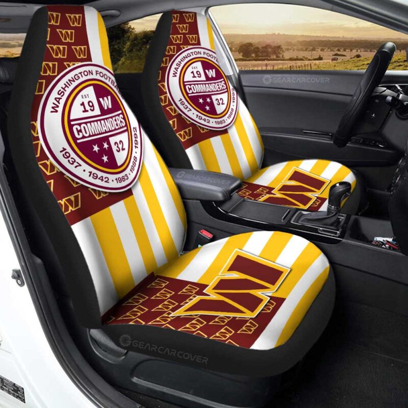 Washington Commanders Car Seat Covers Custom US Flag Style