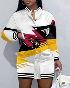 Arizona Cardinals Women Button Down Jacket Dress AZBTBDJD000123