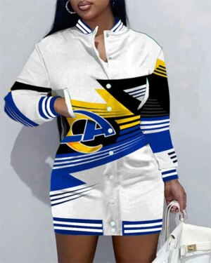 Los Angeles Rams Women Button Down Jacket Dress AZBTBDJD000067