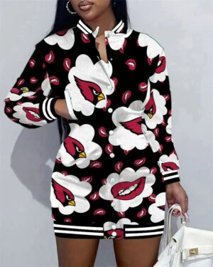 Arizona Cardinals Women Button Down Jacket Dress AZBTBDJD000024