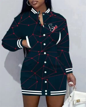 Houston Texans Women Button Down Jacket Dress AZBTBDJD000164