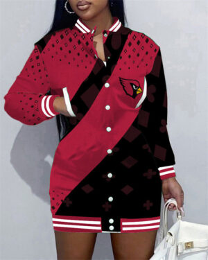 Arizona Cardinals Women Button Down Jacket Dress AZBTBDJD000353