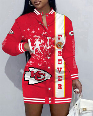 Kansas City Chiefs Women Button Down Jacket Dress AZBTBDJD000193