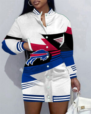 Buffalo Bills Women Button Down Jacket Dress AZBTBDJD000175