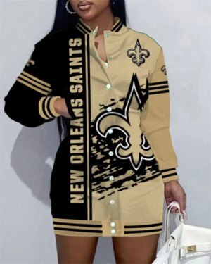 New Orleans Saints Women Button Down Jacket Dress AZBTBDJD000226