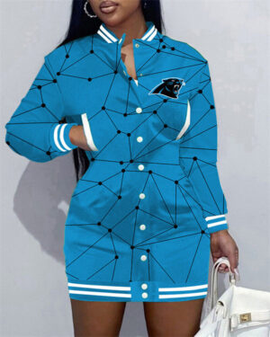 Carolina Panthers Women Button Down Jacket Dress AZBTBDJD000331