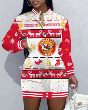 Kansas City Chiefs Women Button Down Jacket Dress AZBTBDJD000189