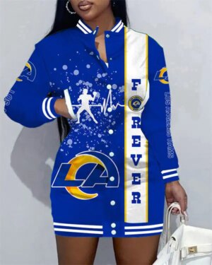 Los Angeles Rams Women Button Down Jacket Dress AZBTBDJD000251