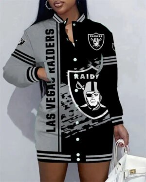 Las Vegas Raiders Women Button Down Jacket Dress AZBTBDJD000322