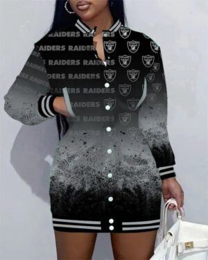 Las Vegas Raiders Women Button Down Jacket Dress AZBTBDJD000053