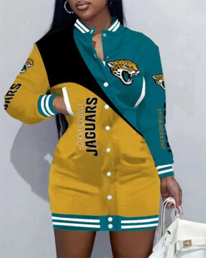 Jacksonville Jaguars Women Button Down Jacket Dress AZBTBDJD000188