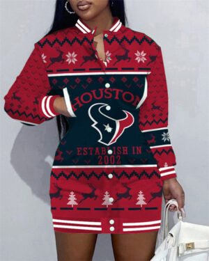 Houston Texans Women Button Down Jacket Dress AZBTBDJD000389