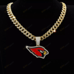Arizona Cardinals Hip Hop Iced Out Bling Pendant Cuban Chain | Fashion Punk Cool Jewelry