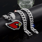 Arizona Cardinals Hip Hop Iced Out Bling Pendant Cuban Chain | Fashion Punk Cool Jewelry