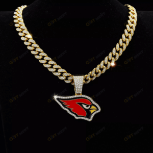 Arizona Cardinals Hip Hop Iced Out Bling Pendant Cuban Chain | Fashion Punk Cool Jewelry