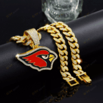 Arizona Cardinals Hip Hop Iced Out Bling Pendant Cuban Chain | Fashion Punk Cool Jewelry
