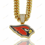 Arizona Cardinals Hip Hop Iced Out Bling Pendant Cuban Chain | Fashion Punk Cool Jewelry