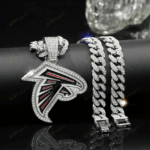 Atlanta Falcons Hip Hop Iced Out Bling Pendant Cuban Chain | Fashion Punk Cool Jewelry