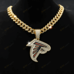 Atlanta Falcons Hip Hop Iced Out Bling Pendant Cuban Chain | Fashion Punk Cool Jewelry