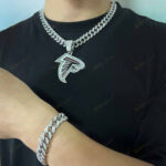 Atlanta Falcons Hip Hop Iced Out Bling Pendant Cuban Chain | Fashion Punk Cool Jewelry