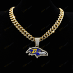 Baltimore Ravens Hip Hop Iced Out Bling Pendant Cuban Chain | Fashion Punk Cool Jewelry