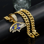 Baltimore Ravens Hip Hop Iced Out Bling Pendant Cuban Chain | Fashion Punk Cool Jewelry