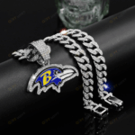 Baltimore Ravens Hip Hop Iced Out Bling Pendant Cuban Chain | Fashion Punk Cool Jewelry