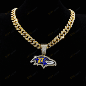Baltimore Ravens Hip Hop Iced Out Bling Pendant Cuban Chain | Fashion Punk Cool Jewelry