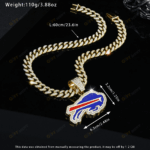 Buffalo Bills Hip Hop Iced Out Bling Pendant Cuban Chain | Fashion Punk Cool Jewelry