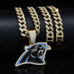 Carolina Panthers Hip Hop Iced Out Bling Pendant Cuban Chain | Fashion Punk Cool Jewelry