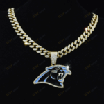 Carolina Panthers Hip Hop Iced Out Bling Pendant Cuban Chain | Fashion Punk Cool Jewelry