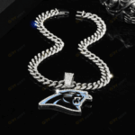 Carolina Panthers Hip Hop Iced Out Bling Pendant Cuban Chain | Fashion Punk Cool Jewelry