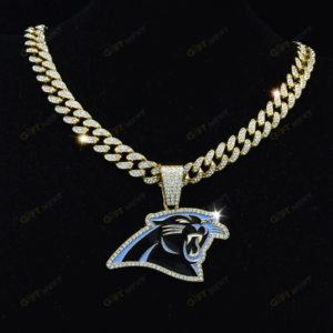 Carolina Panthers Hip Hop Iced Out Bling Pendant Cuban Chain | Fashion Punk Cool Jewelry