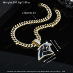 Carolina Panthers Hip Hop Iced Out Bling Pendant Cuban Chain | Fashion Punk Cool Jewelry