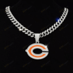 Chicago Bears Hip Hop Iced Out Bling Pendant Cuban Chain | Fashion Punk Cool Jewelry