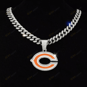 Chicago Bears Hip Hop Iced Out Bling Pendant Cuban Chain | Fashion Punk Cool Jewelry