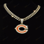 Chicago Bears Hip Hop Iced Out Bling Pendant Cuban Chain | Fashion Punk Cool Jewelry
