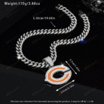 Chicago Bears Hip Hop Iced Out Bling Pendant Cuban Chain | Fashion Punk Cool Jewelry
