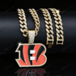 Cincinnati Bengals Hip Hop Iced Out Bling Pendant Cuban Chain | Fashion Punk Cool Jewelry