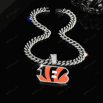 Cincinnati Bengals Hip Hop Iced Out Bling Pendant Cuban Chain | Fashion Punk Cool Jewelry