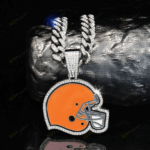 Cleveland Browns Hip Hop Iced Out Bling Pendant Cuban Chain | Fashion Punk Cool Jewelry
