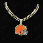 Cleveland Browns Hip Hop Iced Out Bling Pendant Cuban Chain | Fashion Punk Cool Jewelry