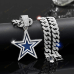 Dallas Cowboys Hip Hop Iced Out Bling Pendant Cuban Chain | Fashion Punk Cool Jewelry
